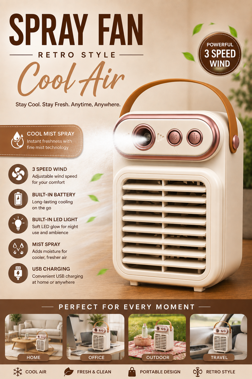 Spray Fan Retro Style with Mist