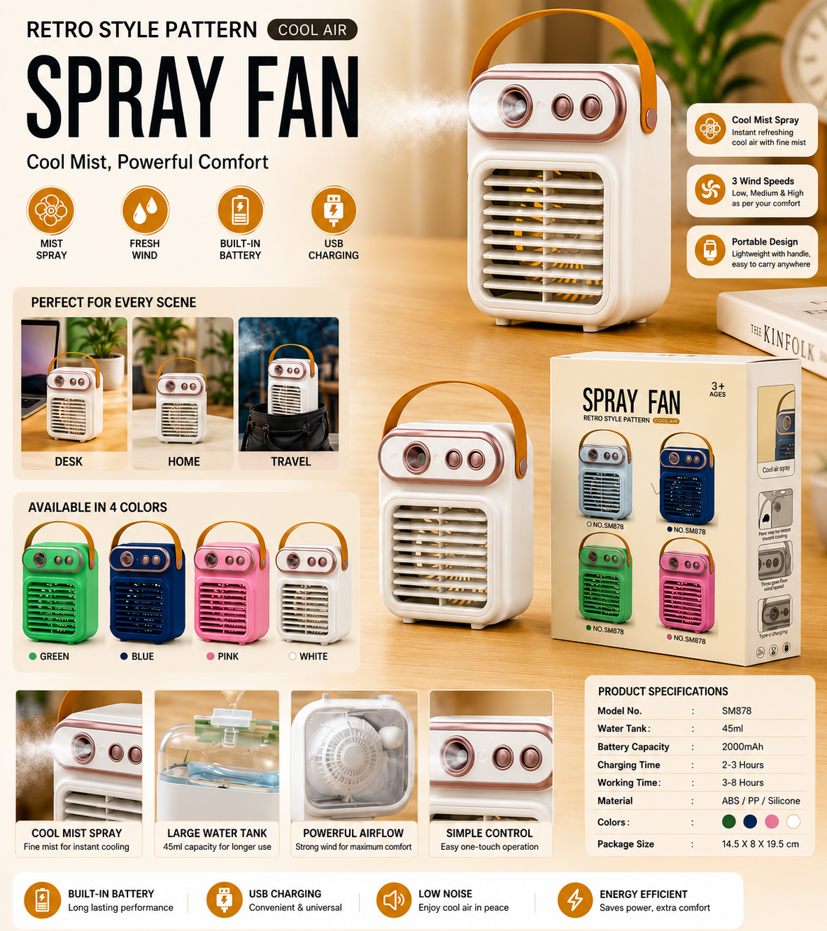 Spray Fan Retro Style with Mist