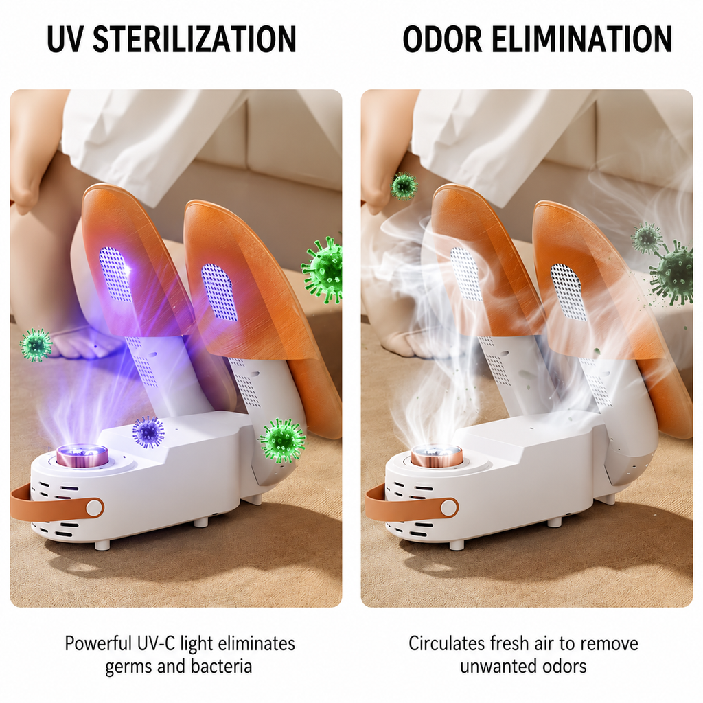 Electric shoe dryer with a timer and temperature control