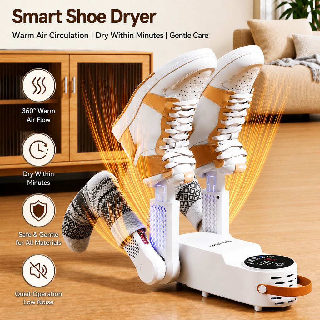 Electric shoe dryer with a timer and temperature control