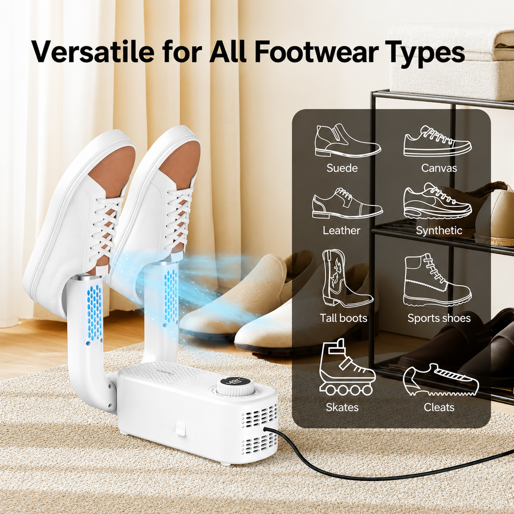Electric shoe dryer with a timer and temperature control