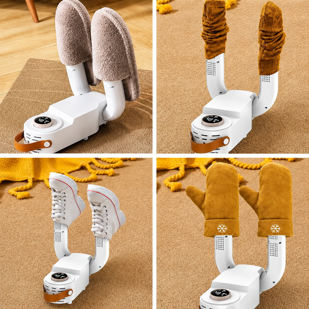 Electric shoe dryer with a timer and temperature control