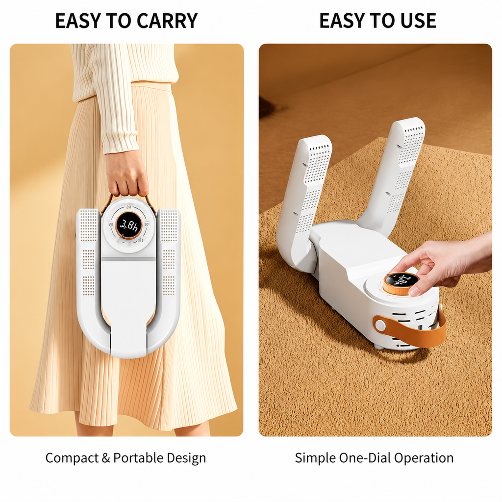 Electric shoe dryer with a timer and temperature control